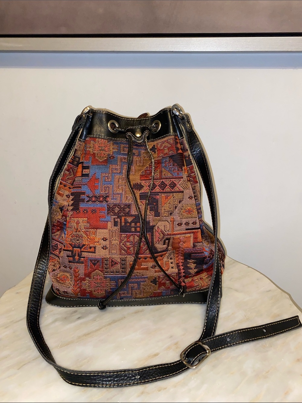 Vintage Kilim-Style Bucket bag shoulder Crossbody